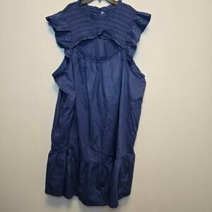 Old Navy Flutter-Sleeve Cotton-Poplin Smocked Cut-Out Mini Swing Dress Size 4X